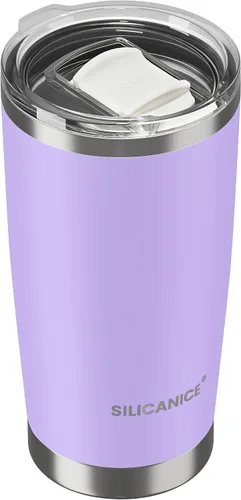 Vista 19 de Vaso higiénico aislado al vacío de acero inoxidable de 20 onzas con tapa fácil de poner y quitar – Deslizador extraíble, taza de viaje de doble