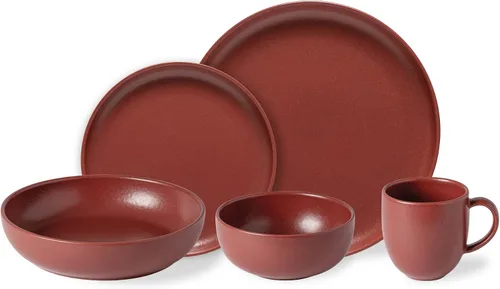 Vista 15 de Casafina Juego de 5 piezas de gres de placa, verde de alcachofa Pacifica, plato de cena, plato de ensalada, cuenco de pasta, cuenco de cereales
