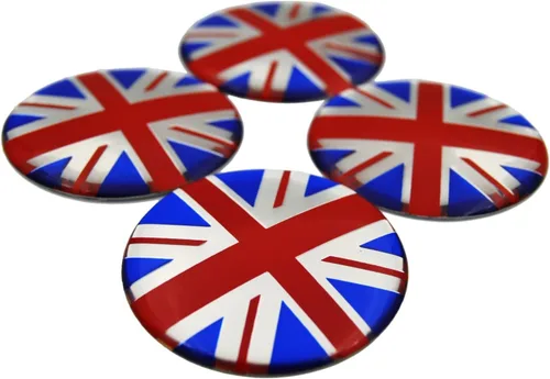 Vista 4 de 4 tapas centrales de rueda de bandera del Reino Unido, compatibles con Mini Coopers R50 R51 R52 R53 R55 R56 R57 R58 R59 R60 R61 F55 F56 con emblema