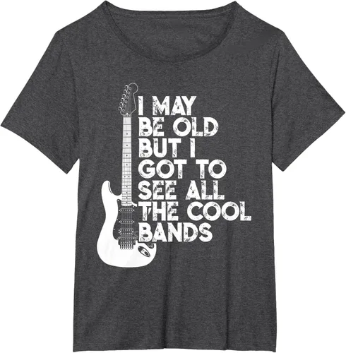 Vista 23 de Camiseta con texto en inglés "I May Be Old But I Got to See All The Cool Bands" Negro
