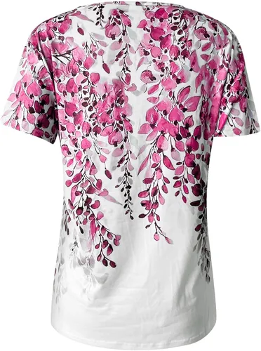 Vista 5 de Women Dry Fit Women Fashion Printing Shirts Lace V Neck Short Sleeve Tee Tops Tunic Blouse Yoga Tee