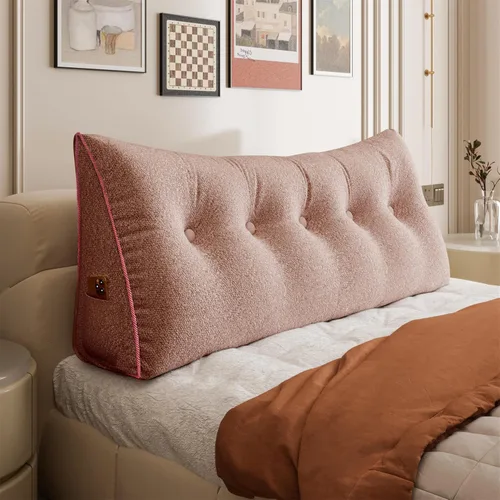 Vista 62 de Almohada de cuña doble gruesa de 8 libras para cabecero de dormitorio universitario, almohada de cuña de terciopelo con respaldo triangular