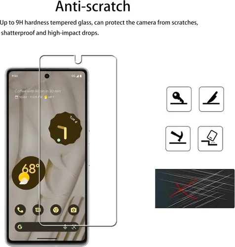 Vista 4 de Marco de fácil alineación diseñado para Google Pixel 7 5G Protector de pantalla de vidrio templado 2-Pack Película protectora de lente de cámara