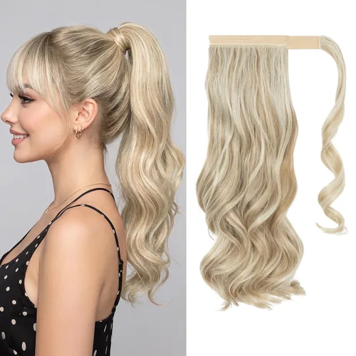 Vista 39 de CJL HAIR 14" Extensión de cola de caballo corta con cabello rizado y ondulado, clip en la cola de caballo, extensión de pelo sintético falso