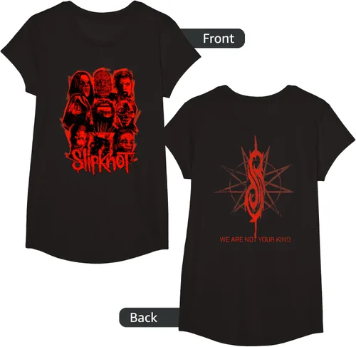 Vista 5 de Slipknot Camiseta oficial con parche rojo con texto en inglés «We are Not Your Kind», talla S