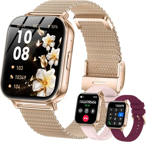 Vista 9 de Relojes inteligentes para mujeres y hombres, batería de 1000 mAh, compatible con Android y iPhone, relojes inteligentes HD de 1.83 pulgadas con Negro
