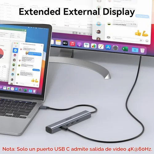 Vista 3 de Hub USB C de 10 Gbps, divisor USB C MOKiN con salida de video 4K a 60Hz