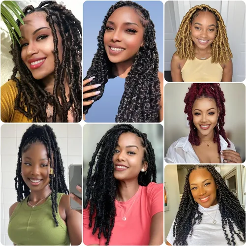Vista 2 de Cabello para trenzar de 10 pulgadas para locs suaves sintéticos, trenzas de ganchillo Passion Spring Cuban Twist Hair Butterfly Loc Marley Twist