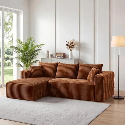 Vista 18 de Sofá modular deshuesado de 118 pulgadas con diván y otomano de pana de gran tamaño en forma de U, sofá de nube para asiento profundo para sala