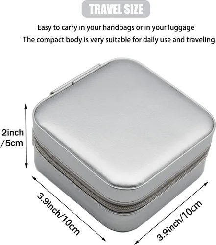 Vista 5 de MODENGKONGJIAN Mini estuche de viaje para joyería, caja organizadora de joyas de viaje de piel sintética, pequeño soporte portátil