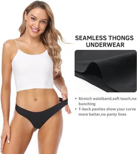 Vista 2 de Wealurre Tanga de microfibra de cintura baja para mujer sin costuras invisible