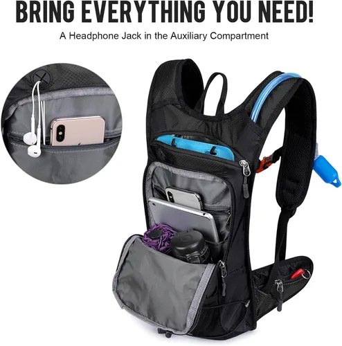 Vista 6 de G4Free Mochila de hidratación aislada con vejiga libre de BPA de 2L para correr al aire libre, senderismo, ciclismo, camping