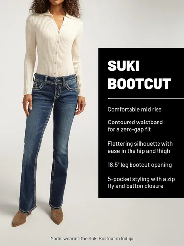 Vista 6 de Silver Jeans Co. Jeans Suki de tiro medio con corte de bota para mujer
