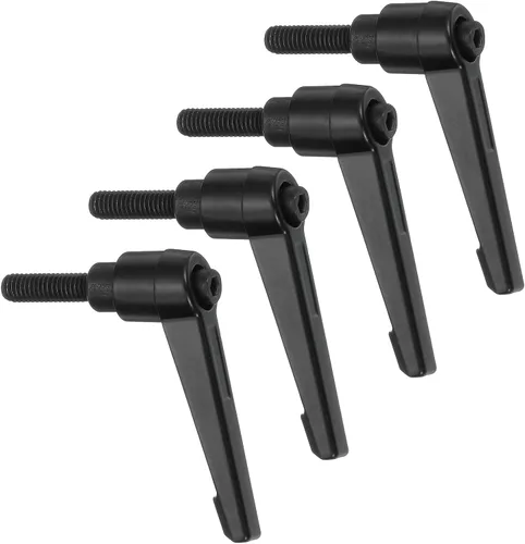 Vista 7 de uxcell 4 perillas ajustables M5 x 0.472 in, rosca macho, botón de trinquete, bloqueo rápido, perno giratorio para maquinaria de torno, color negro