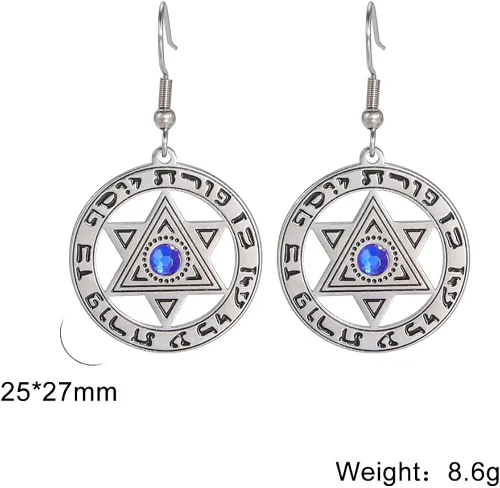 Vista 3 de Pendientes de estrella de David Megan Star Israel Hebreo para mujer, joyería judía vintage