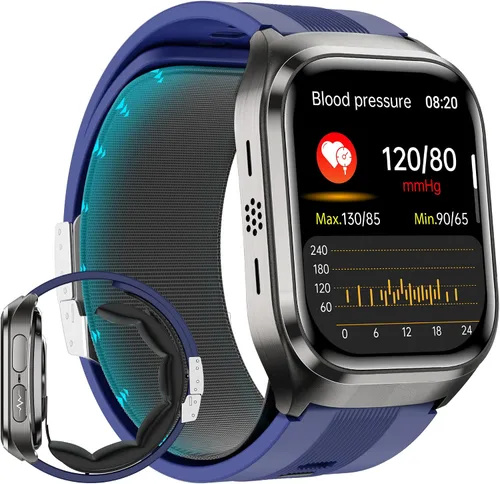Vista 8 de Reloj inteligente de presión arterial,Pantalla grande AMOLED HD de 2.06 pulgadas, transmisión de voz, bolsa de aire con bomba de aire, llamada Negro