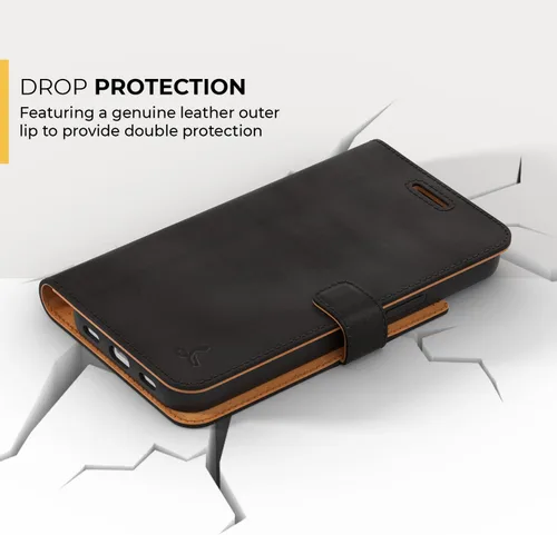 Vista 4 de Snakehive Cartera de cuero para iPhone 13 Funda de cuero genuino con tarjetero Funda tipo libro con tapa y soporte Compatible con iPhone 13