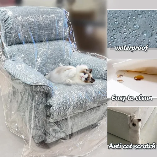 Vista 2 de Swanna Funda de plástico para muebles reclinables, bolsa transparente para mudanza, funda impermeable resistente para mascotas, protector