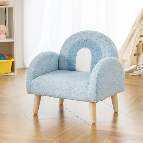 Vista 2 de INFANS Sofá para Niños, Sillón para Niños Pequeños con Marco de Madera Maciza Diseño Anti-Volcado Tela de Felpa, Silla Tapizada para Niños