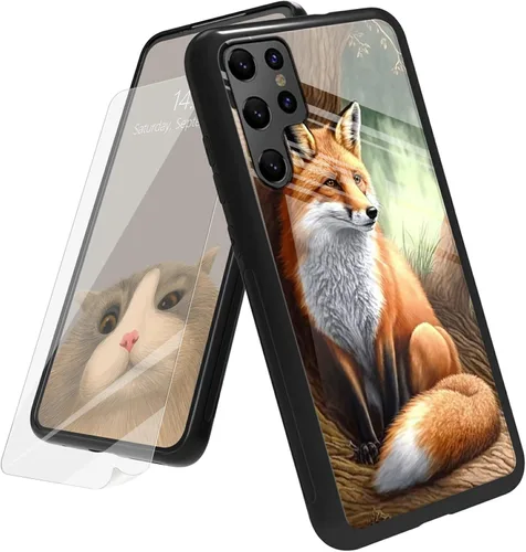 Vista 165 de Funda para Samsung Galaxy A12 5G con protector de pantalla, parte trasera de vidrio templado + TPU de silicona suave que absorbe los golpes