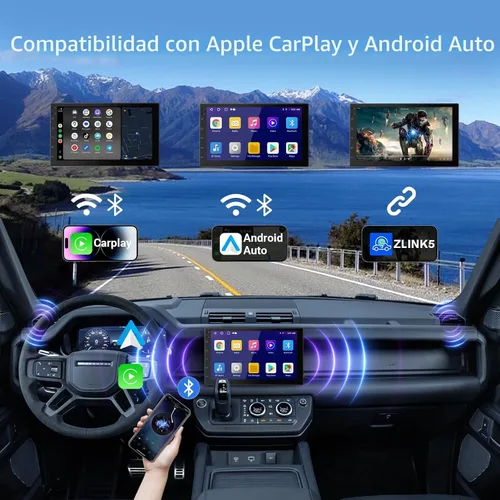 Vista 3 de Estéreo de coche Haudio, doble din, con pantalla táctil HD de 7 pulgadas CarPlay y Android Auto Cámara de respaldo Navegación GPS por