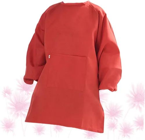 Vista 4 de Long Sleeve Art Smock Apron Red Painting Smock with Adjustable Closure Protective Drawing Coat for Preventing Stains and Watercolor