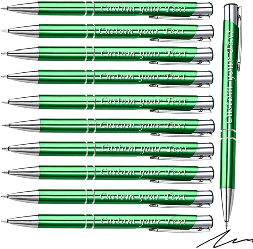 Vista 11 de AOK 50PACK Bolígrafos personalizados Tinta negra personalizada - Bolígrafos de nombre metálicos - Grabados por láser con su texto o mensaje (negro)