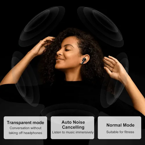Vista 2 de Auriculares inalámbricos con cancelación de ruido Bluetooth 5.3, auriculares deportivos con micrófono integrado, IPX7 impermeable y pantalla LED