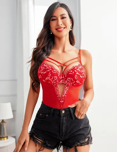 Vista 148 de Avidlove Lencería de encaje floral para mujer, lencería de una pieza, babydoll