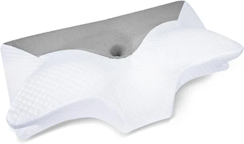 Vista 9 de HOMCA Almohada cervical de espuma viscoelástica con contorno para el alivio del dolor, almohada ortopédica para el cuello para quienes duermen