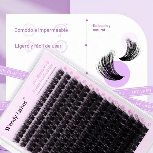 Vista 6 de WENDY LASHES Extensiones de pestañas onduladas con efecto 3D, extensiones de pestañas de volumen 100D de 0.394-0.709 in