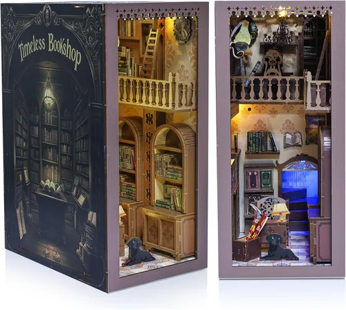 Vista 9 de Kit de manualidades 3D para rincón de lectura - Kit de casa en miniatura para adultos, adolescentes y principiantes, estantería de biblioteca