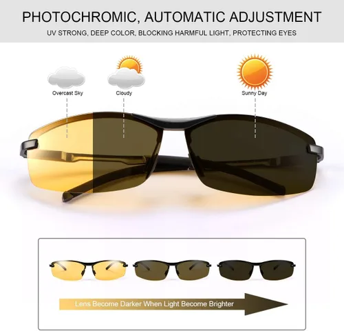 Vista 2 de YIMI Gafas de sol fotocrómicas polarizadas para hombre, para deportes al aire libre, conducción y ciclismo, antideslumbrante, UV400, gafas ligeras