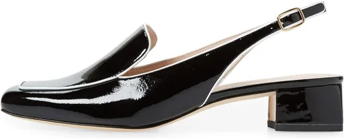 Vista 2 de YDN - Zapatos de tacón clásicos estilo mocasín para mujer, tacón bajo, punta cuadrada y cerrada, formales para llevar en la oficina, tallas 4 a 15