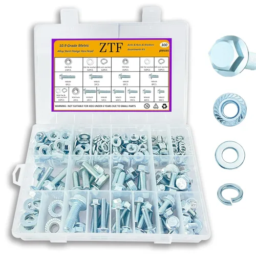 Vista 8 de ZTF SAE Grado 8 Kit de Surtido de Pernos y Tuercas, Juego de Surtido de Tornillos y Pernos Hexagonales de Servicio Pesado, 12 Tamaños Comunes