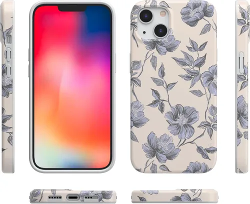 Vista 7 de Carcasa Casely para iPhone 13 Ink & Iris Floral Vintage Compatible con MagSafe Diseño Clásico Ultra Delgado