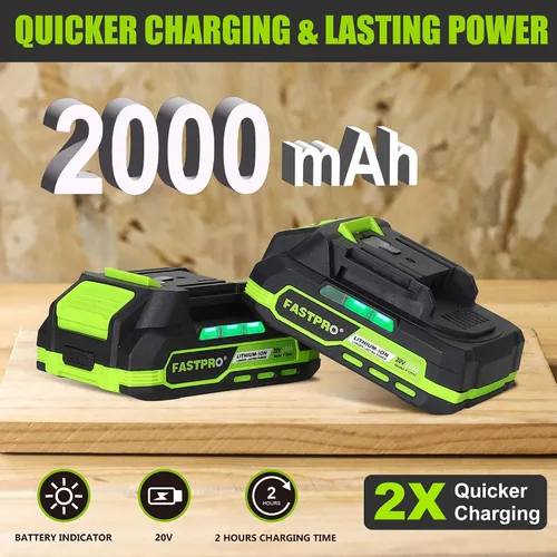 Vista 3 de FASTPRO Motosierra inalámbrica de 10 pulgadas, kit de mini motosierra preinstalada con 2 baterías recargables, fácil para cortar ramas y cortar