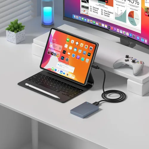 Vista 6 de Cable micro B a USB C, cable de disco duro externo USB 3.1 Gen1 5Gbps cable de repuesto de cámara de transferencia de datos compatible con Seagate
