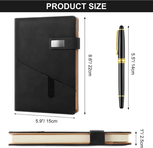 Vista 3 de Cuaderno A5 en blanco, cuaderno de bocetos de cuero de tapa dura recargable con bolsillo y hebilla magnética, 240 páginas gruesas de viaje