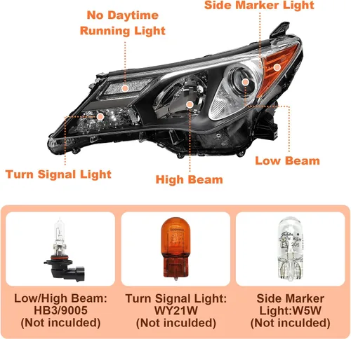 Vista 3 de Para Toyota Rav4 Rav-4 LH 2013 2014 2015 - Lámpara cromada para faros delanteros izquierdos