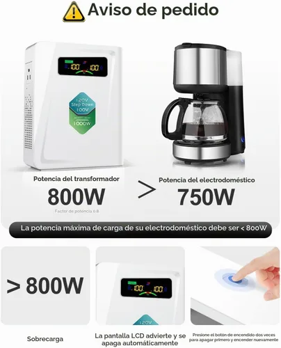 Vista 5 de ZHENGXI Transformador de reducción de 120 V a 100 V 1000 W, convertidores de voltaje de potencia, sin ruido, diez funciones de protección, usando