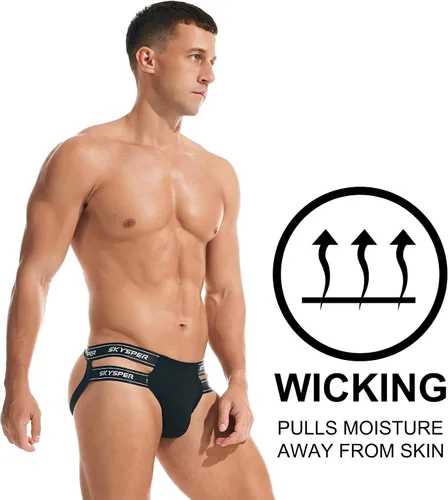 Vista 119 de SKYSPER Jock Strap Athletic Supporter para hombres Sexy Jockstrap Ropa interior masculina