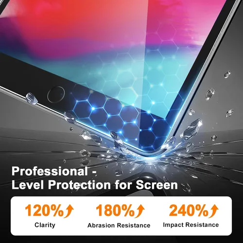 Vista 3 de Paquete de 2 protectores de pantalla para iPad Pro 10.5 Película de vidrio templado transparente resistente a los arañazos compatible con iPad Air