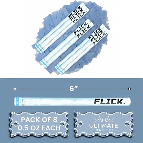 Vista 6 de Ultimate Confetti - Paquete de 8 varitas de confeti azul bebé - Palitos de mano de 6 pulgadas de papel de seda biodegradable para bodas, cumpleaños