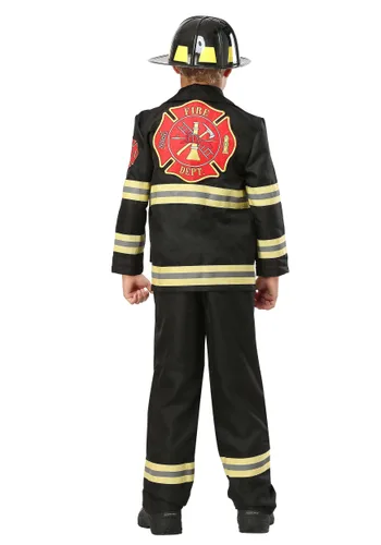 Vista 2 de Disfraz uniforme de bombero negro para niños Multicolor