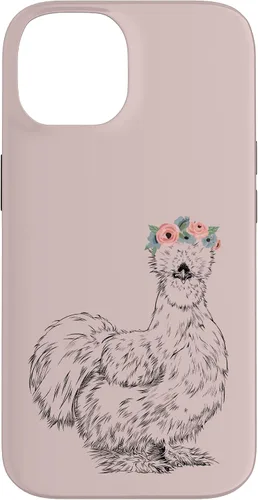 Vista 4 de Silkie Chicken with Floral Headband Farm Animal Funda para iPhone 17