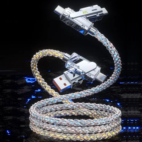 Vista 11 de AYI 3 combinaciones de múltiples puertos USB A a USBC Micro PD cable de carga rápida iluminado flujo de corriente compatible con casi todos