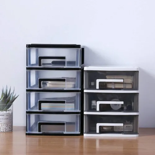 Vista 9 de Gatuida Organizador de cajones transparentes para maquillaje y cosméticos, mini caja de almacenamiento de plástico para escritorio, color negro