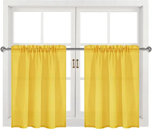 Vista 115 de DWCN Cortinas Transparentes Aqua de Voile Semitransparente con Bolsillo para Barra para Dormitorio y Sala de Estar, 36 x 36 pulgadas de Largo, Juego