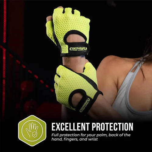 Vista 5 de Contraband Pink Label 5307 Guantes de entrenamiento de diseñador para mujer Tela de malla de diamante de bajo sudor con palma de silicona